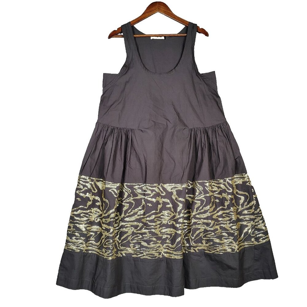 Rachel Comey Dress Women's M/L Gray Gold Sequin Minimalist Modest Lagenlook
